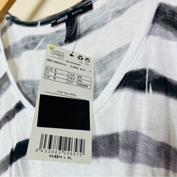 MNG Mango Basics Black Striped Monochrome White Oversized Tank Top XS/S NWT - Picture 4 of 6